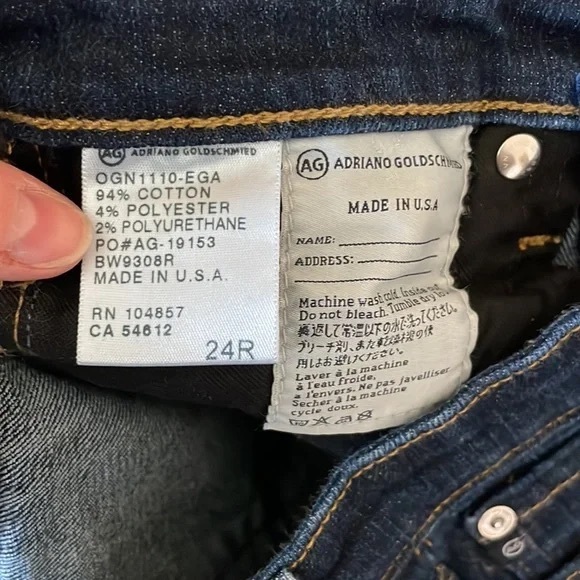 AG Adriano Goldschmied The Stilt Cigarette Leg Dark Wash Jeans Size 24R - Picture 2 of 5